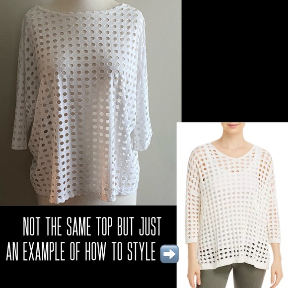 Clara Sun Woo Women's Overlay Net Top with an Open Back White Size Small - Picture 2 of 8